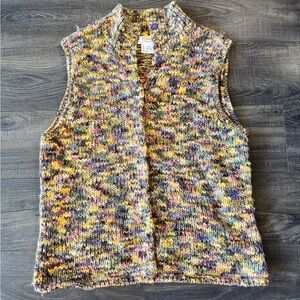 Talbots Multicolor Knit Sleeveless Cardigan
